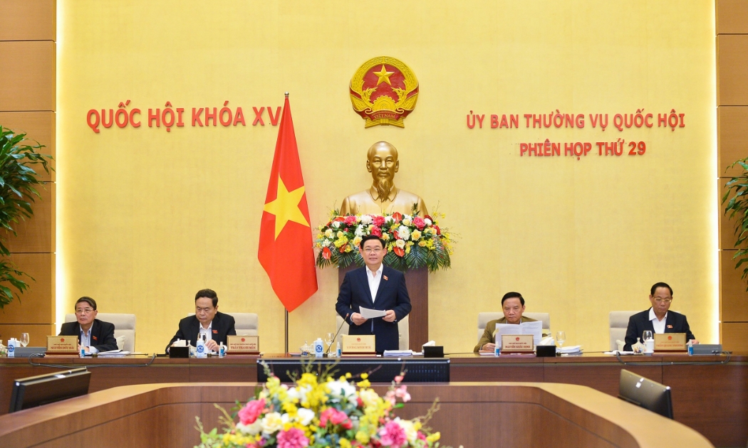 Chủ tịch Quốc hội Vương Đình Huệ phát biểu khai mạc Phiên họp thứ 29. Ảnh: Quốc hội