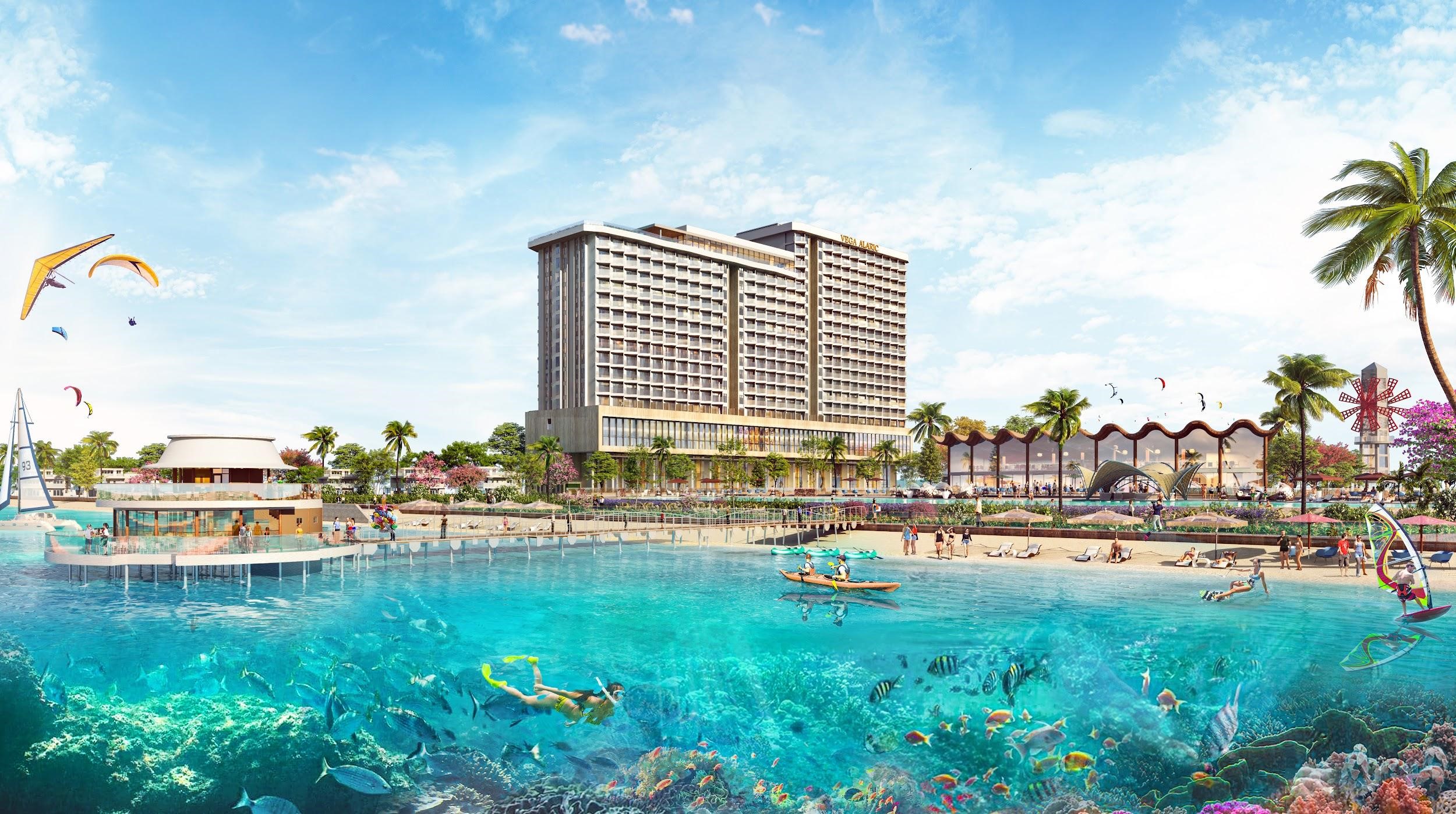 Vega Alaric l&agrave; căn hộ hiếm hoi nằm trọn trong tổ hợp nghỉ dưỡng - giải tr&iacute; - thương mại 5 sao lớn nhất Vũng T&agrave;u với 600m mặt biển độc t&ocirc;n.