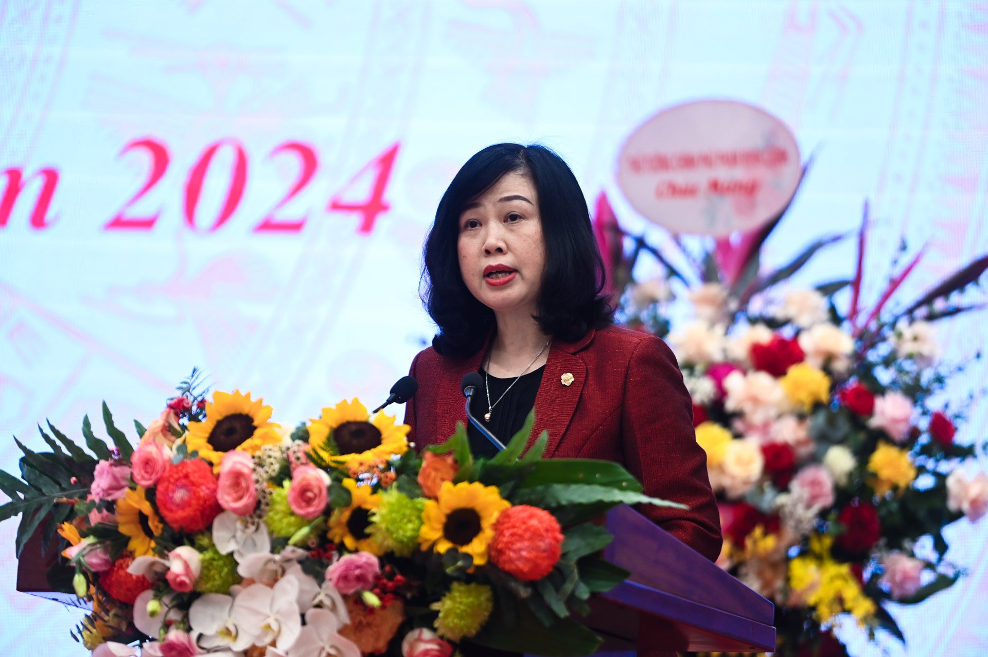  Bộ trưởng Bộ Y tế Đào Hồng Lan thông tin tại Hội nghị triển khai công tác y tế năm 2024. Ảnh - Tuấn Dũng.