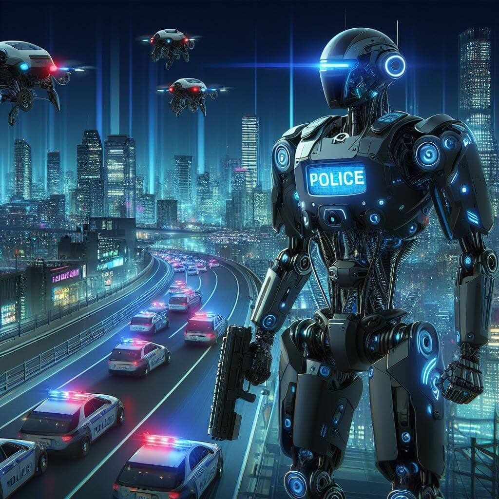 Hầu hết c&aacute;c robot chỉ được sử dụng cho mục đ&iacute;ch gi&aacute;m s&aacute;t v&agrave; tuần tra. H&igrave;nh ảnh được tạo bởi AI.