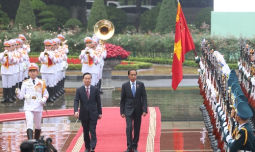 Chủ tịch nước Võ Văn Thưởng chủ trì lễ đón và hội đàm với Tổng thống Indonesia