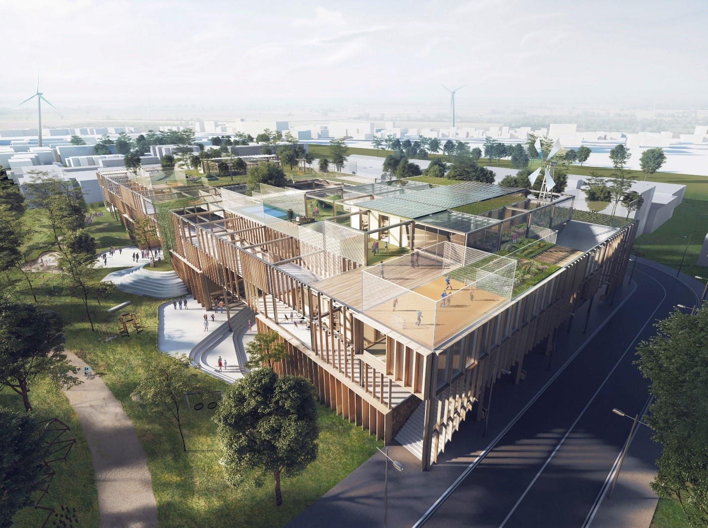 Trường li&ecirc;n cấp trong ph&acirc;n khu đ&aacute;p ứng nhu cầu học tập của cư d&acirc;n.