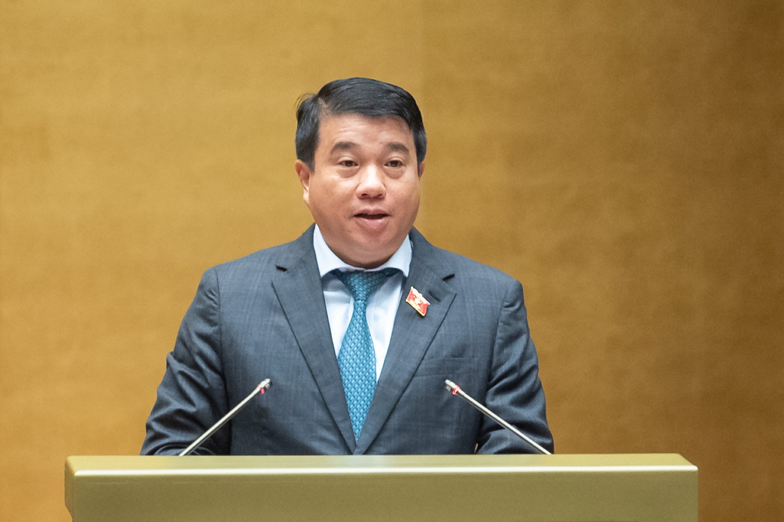 Chủ tịch Hội đồng D&acirc;n tộc của Quốc hội Y Thanh H&agrave; Ni&ecirc; Kđăm tr&igrave;nh b&agrave;y B&aacute;o c&aacute;o tiếp thu, giải tr&igrave;nh, chỉnh l&yacute; dự thảo Nghị quyết. Ảnh: Quochoi.vn.