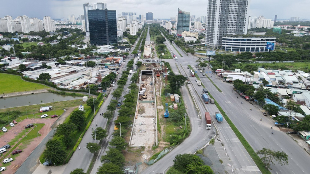 Nút giao Nguyễn Văn Linh - Nguyễn Hữu Thọ ở quận 7, sẽ bị rào chắn dự kiến trong khoảng 240 ngày - Ảnh minh hoạ