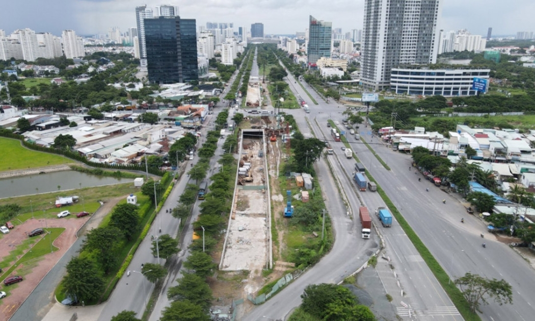 Nút giao Nguyễn Văn Linh - Nguyễn Hữu Thọ ở quận 7, sẽ bị rào chắn dự kiến trong khoảng 240 ngày - Ảnh minh hoạ