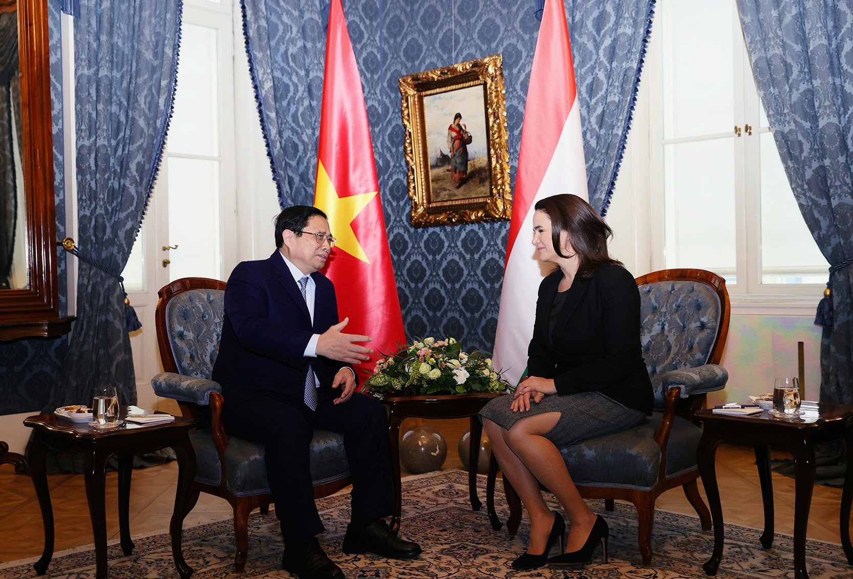Thủ tướng Phạm Minh Chính hội kiến Tổng thống Hungary Katalin Novak - Ảnh: VGP