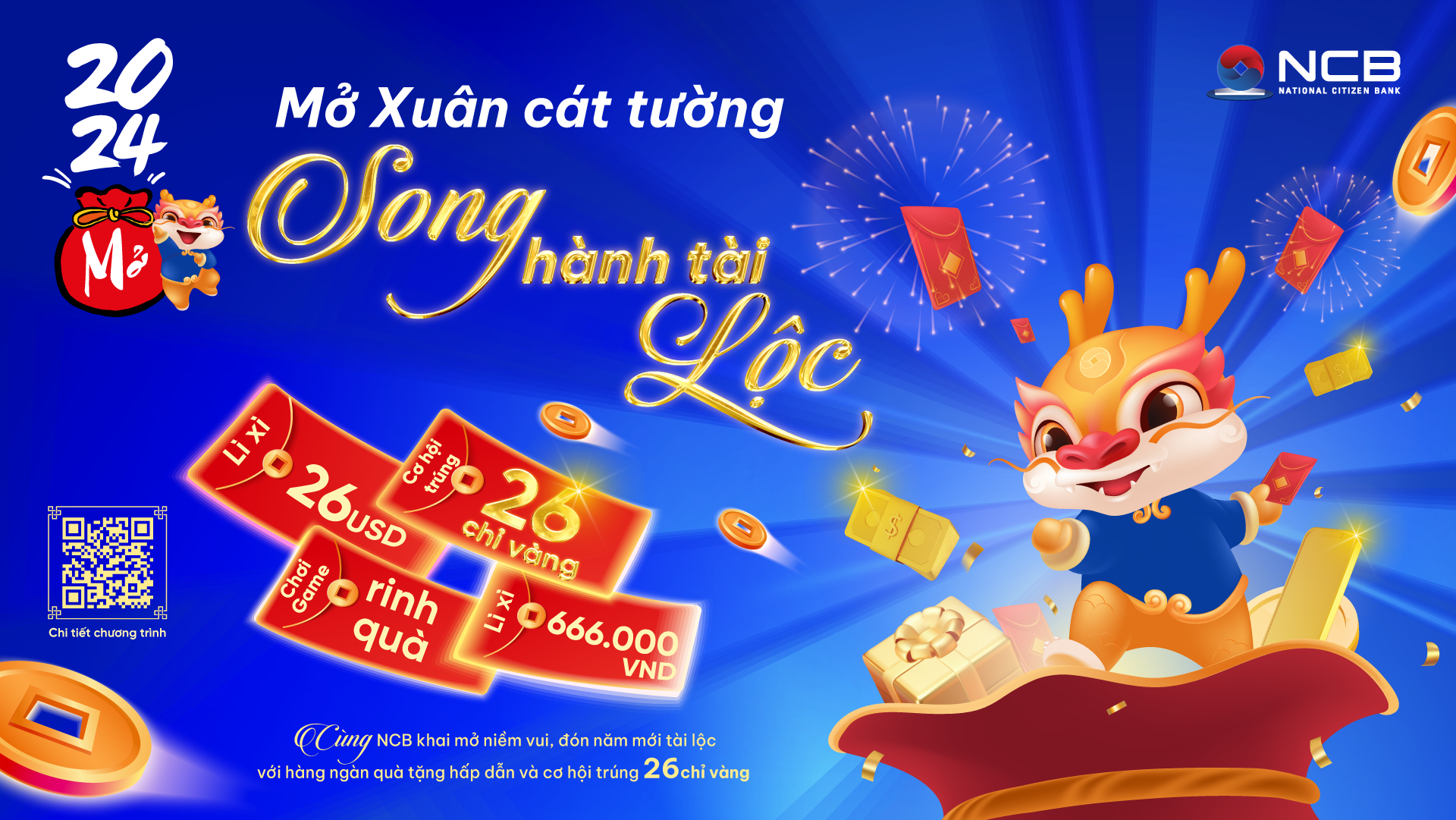 Không chỉ hưởng các ưu đãi hấp dẫn, khách hàng còn có cơ hội trúng tới 26 chỉ vàng khi chơi game trên NCB iziMobile dịp đầu xuân.