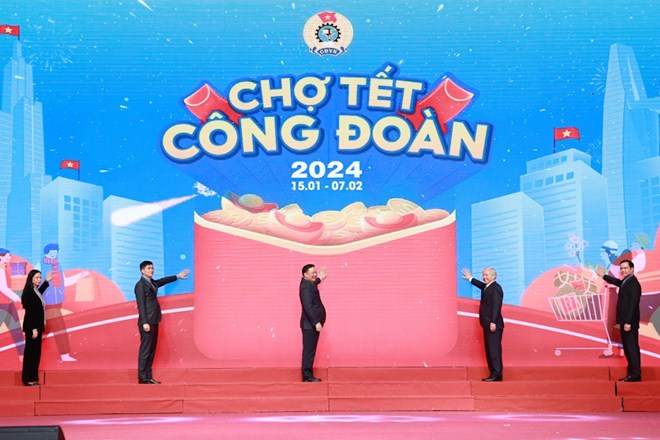 Ra mắt Chợ Tết Công đoàn 2024 trên sàn thương mại điện tử. Ảnh - Nguyễn Hải.