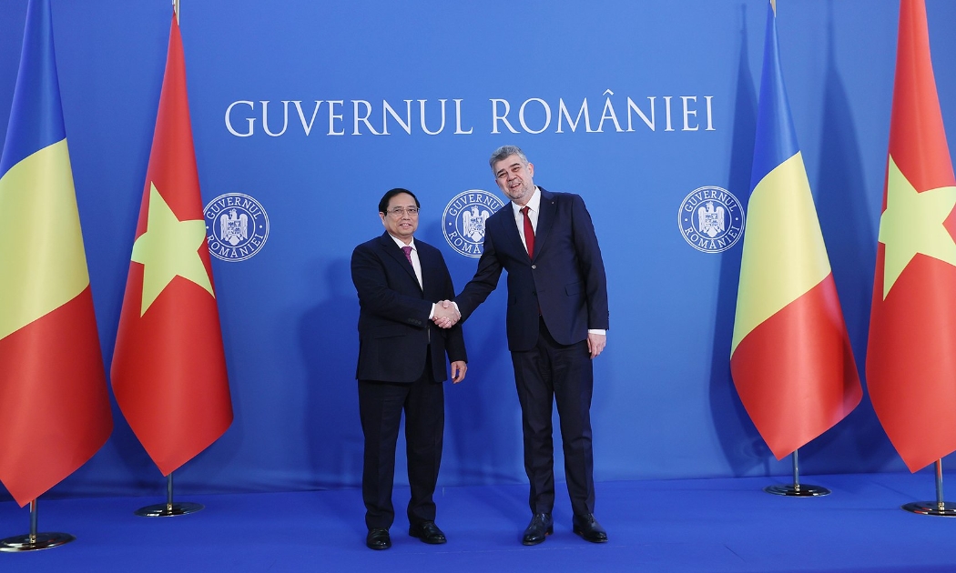 Thủ tướng Chính phủ Phạm Minh Chính và Thủ tướng Romania Ion Marcel Ciolacu - Ảnh: VGP