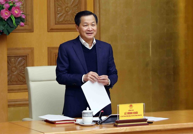 Phó Thủ tướng Lê Minh Khái tại cuộc họp - Ảnh: VGP