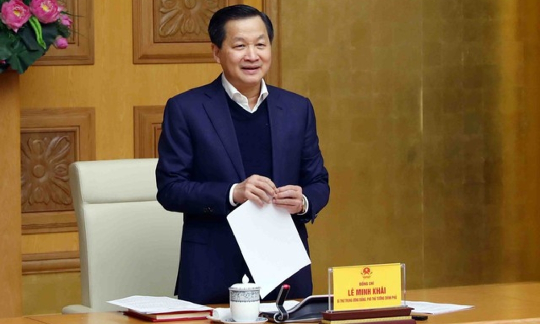 Phó Thủ tướng Lê Minh Khái tại cuộc họp - Ảnh: VGP