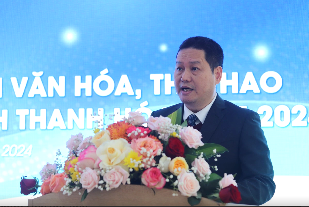 &Ocirc;ng Phạm Nguy&ecirc;n Hồng, Gi&aacute;m đốc Sở Văn h&oacute;a, Thể thao v&agrave; Du lịch Thanh H&oacute;a ph&aacute;t biểu tại hội nghị