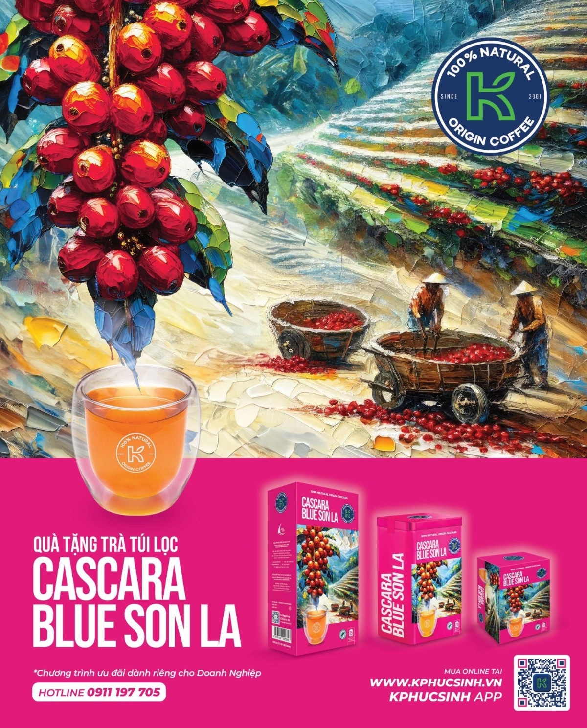 Bộ qu&agrave; tặng cao cấp Tr&agrave; Cascara Blue Sơn La.