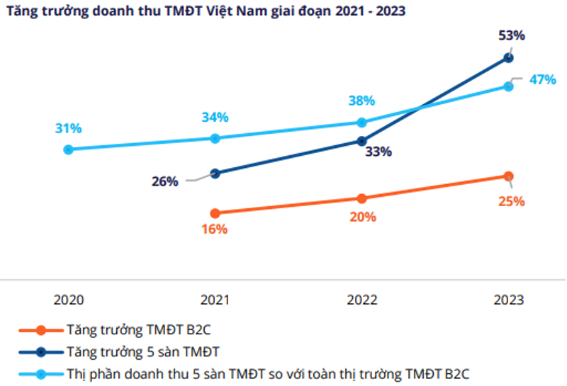 (Nguồn: Báo cáo toàn cảnh thị trường sàn bán lẻ trực tuyến năm 2023 - Metric).
