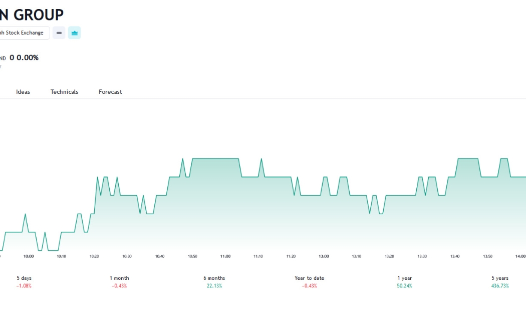 Sơ đồ giá cổ phiếu HSG trên Tradingview.
