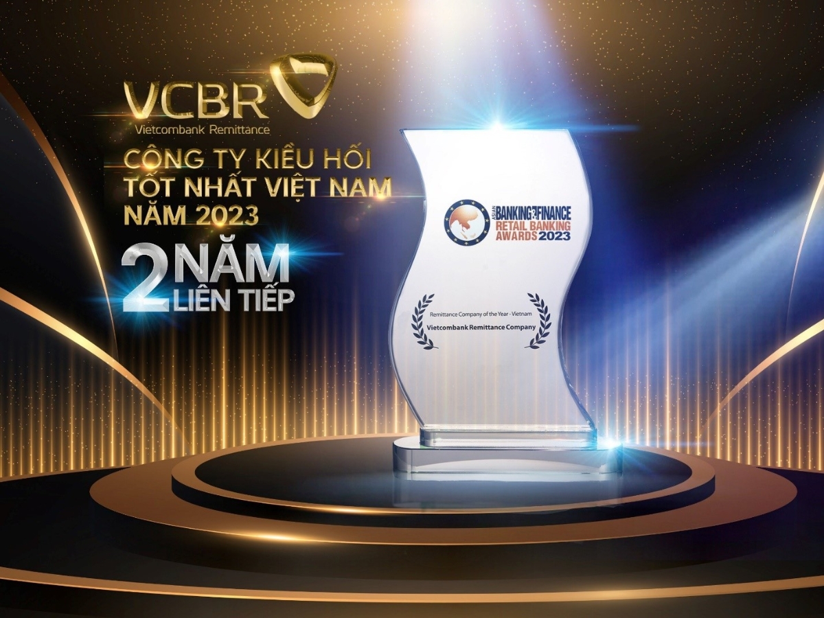 Công ty Vietcombank Remittance vinh dự 2 năm liền nhận giải thưởng quốc tế “ Công ty Kiều hối tốt nhất năm 2023”.