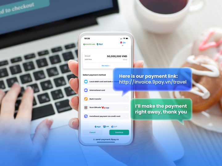 Giải ph&aacute;p Payment Link của 9Pay hỗ trợ c&aacute;c c&ocirc;ng ty du lịch tối ưu thanh to&aacute;n cho khách hàng.