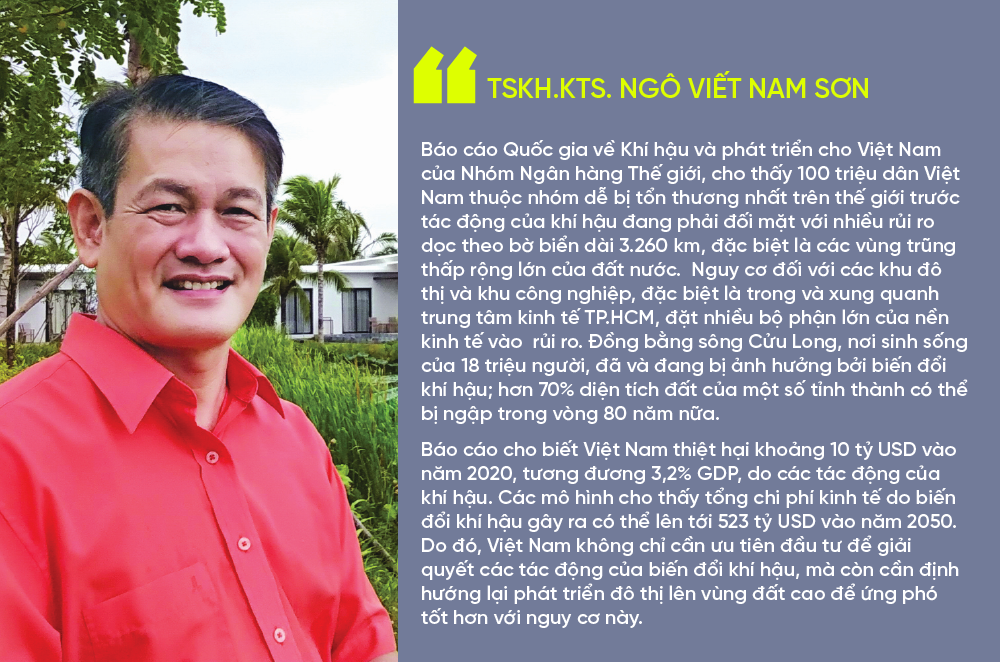 TSKH.KTS Ngô Viết Nam Sơn cho rằng quy hoạch đô thị TP.HCM cần tính đến tác động của biến đổi khí hậu, vì thành phố nằm trong nhóm dễ bị tổn thương nhất trên thế giới về vấn đề này.