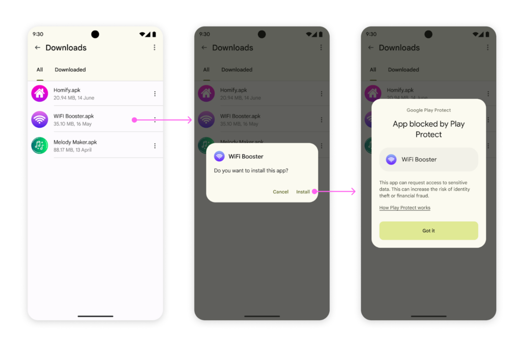 Lời nhắc từ Google Play Protect.