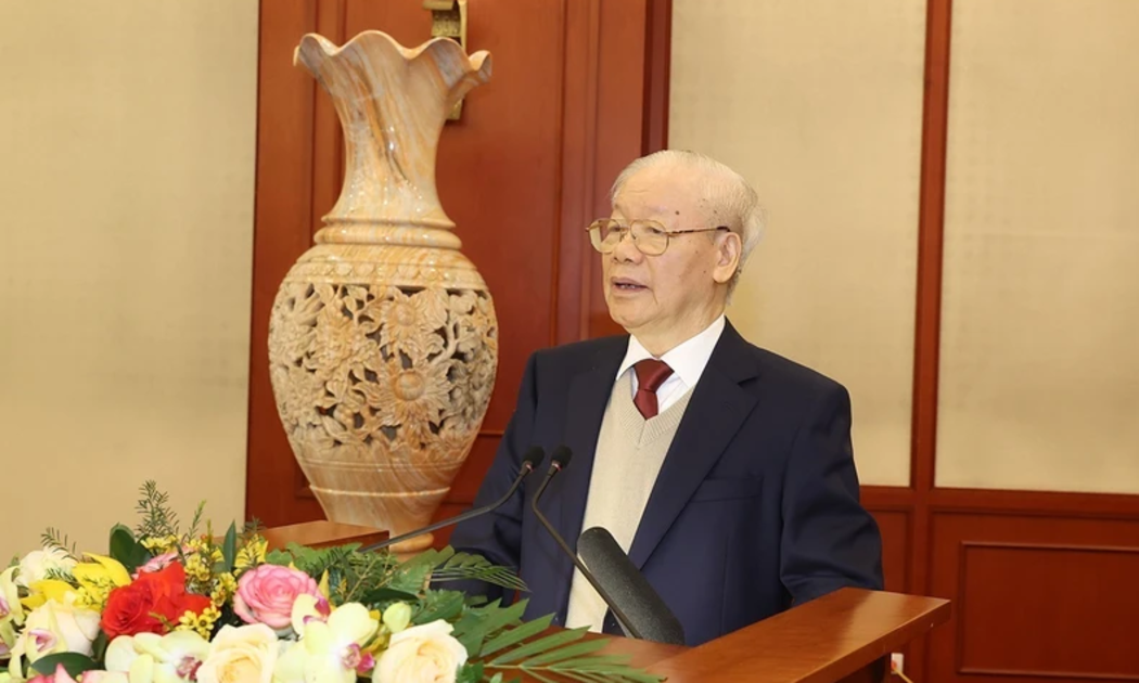 Tổng Bí thư Nguyễn Phú Trọng phát biểu tại phiên họp đầu tiên của Tiểu ban Văn kiện Đại hội XIV của Đảng - Ảnh: TTXVN
