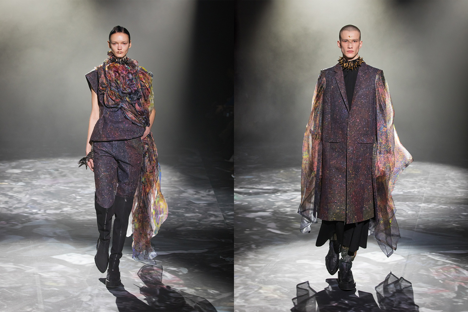 Nh&agrave; thiết kế Yuima Nakazato sử dụng c&ocirc;ng nghệ t&aacute;i chế của Seiko Epson để thể hiện tương lai bền vững cho thời trang.