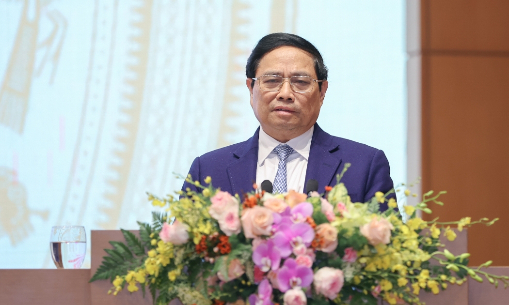Thủ tướng Phạm Minh Chính phát biểu tại cuộc gặp mặt sáng ngày 3/3. Ảnh: VGP.