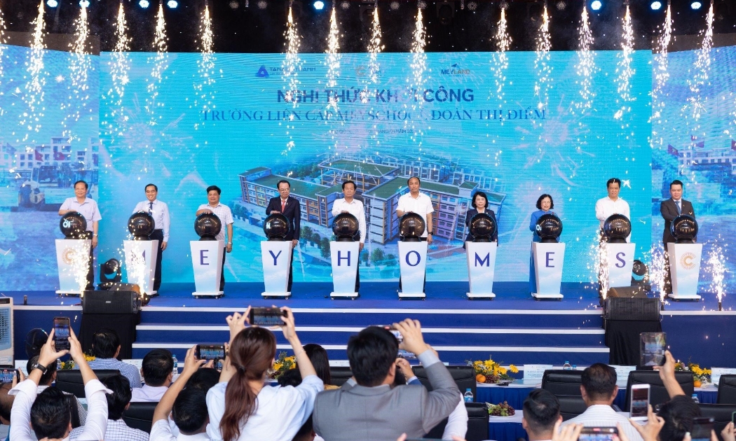 Nghi thức khởi công công trình trường liên cấp Meyschool Đoàn Thị Điểm tại đô thị quốc tế Meyhomes Capital Phú Quốc.