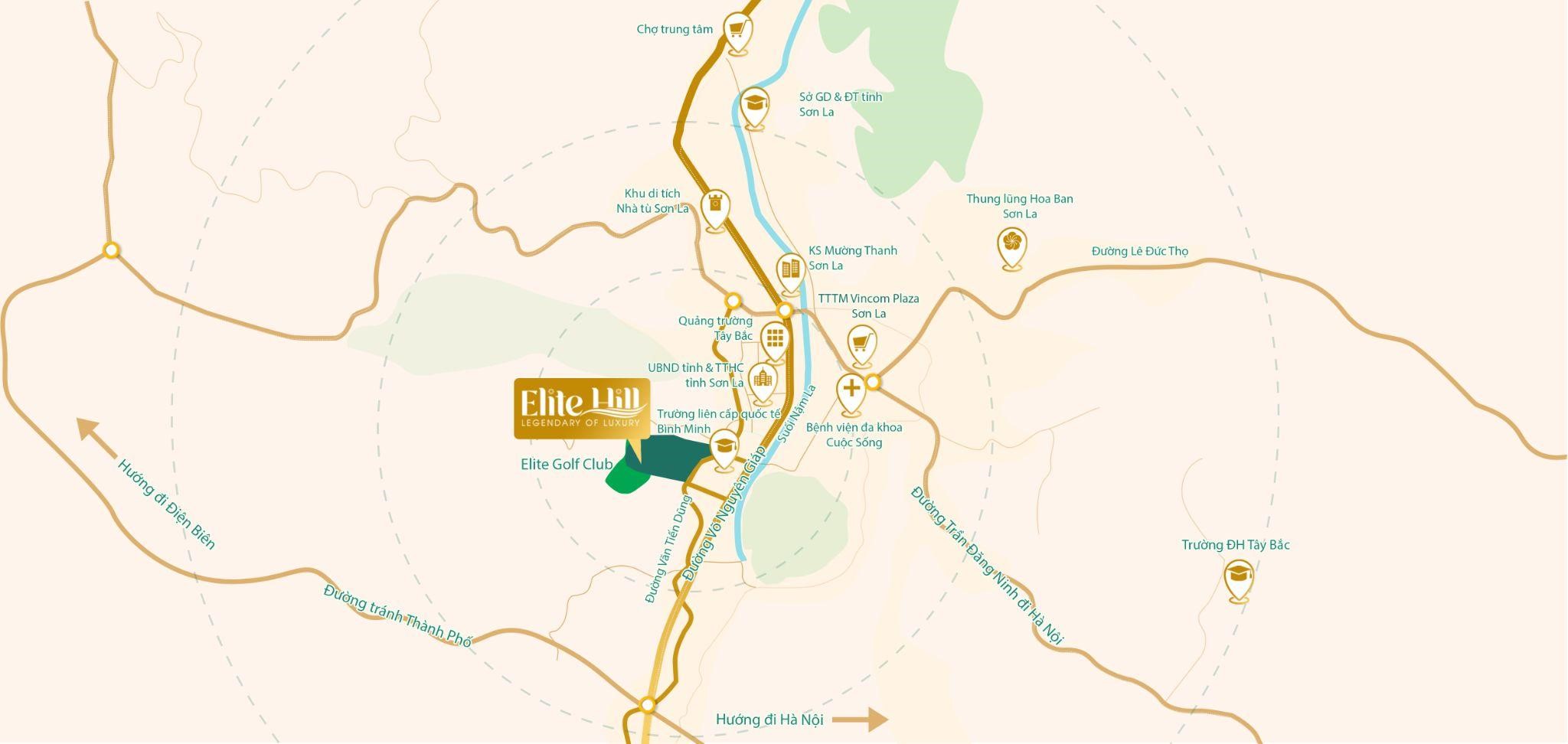 Dự án Elite Hill nằm ngay tại trung tâm thành phố Sơn La.