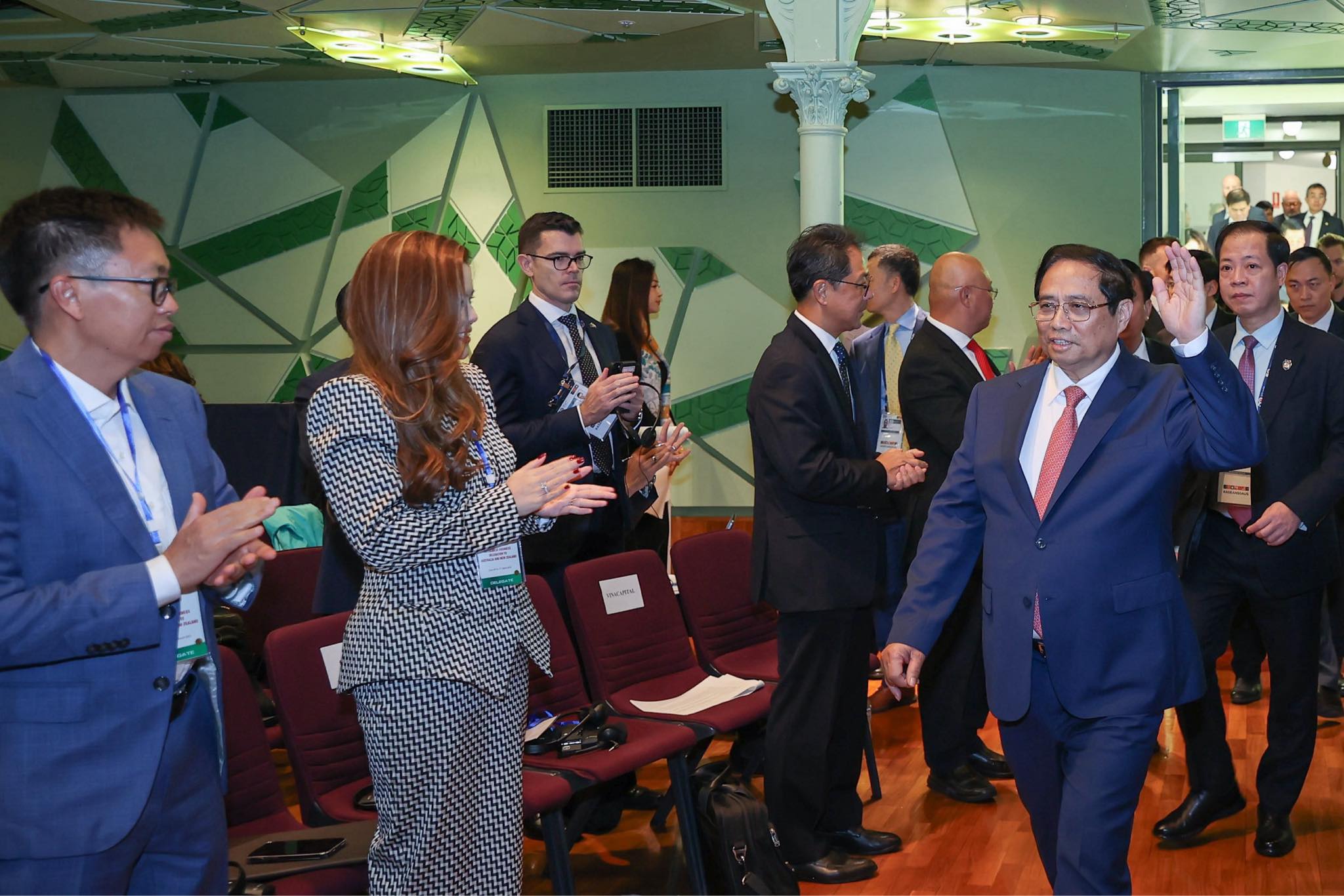 Thủ tướng Phạm Minh Chính đã dự và phát biểu tại Diễn đàn Doanh nghiệp Việt Nam - Australia. Ảnh: Migreen