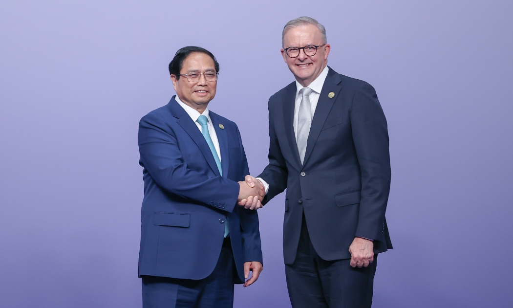 Thủ tướng Australia Anthony Albanese đón Thủ tướng Phạm Minh Chính dự Hội nghị Cấp cao ASEAN – Australia - Ảnh: VGP