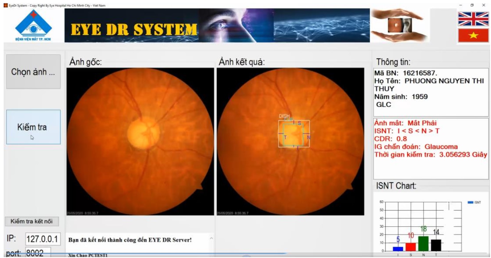 Giao diện phần mềm EyeDr. Ảnh: Báo cáo kết quả nghiên cứu.