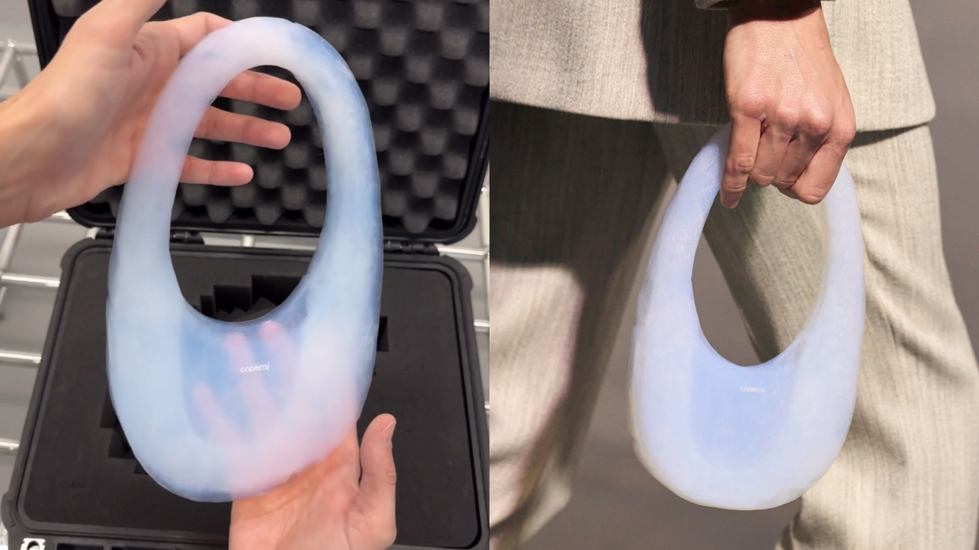 “Air Swipe Bag” – chiếc túi xách được làm từ 99% không khí cùng 1% còn lại là thủy tinh của Coperni.