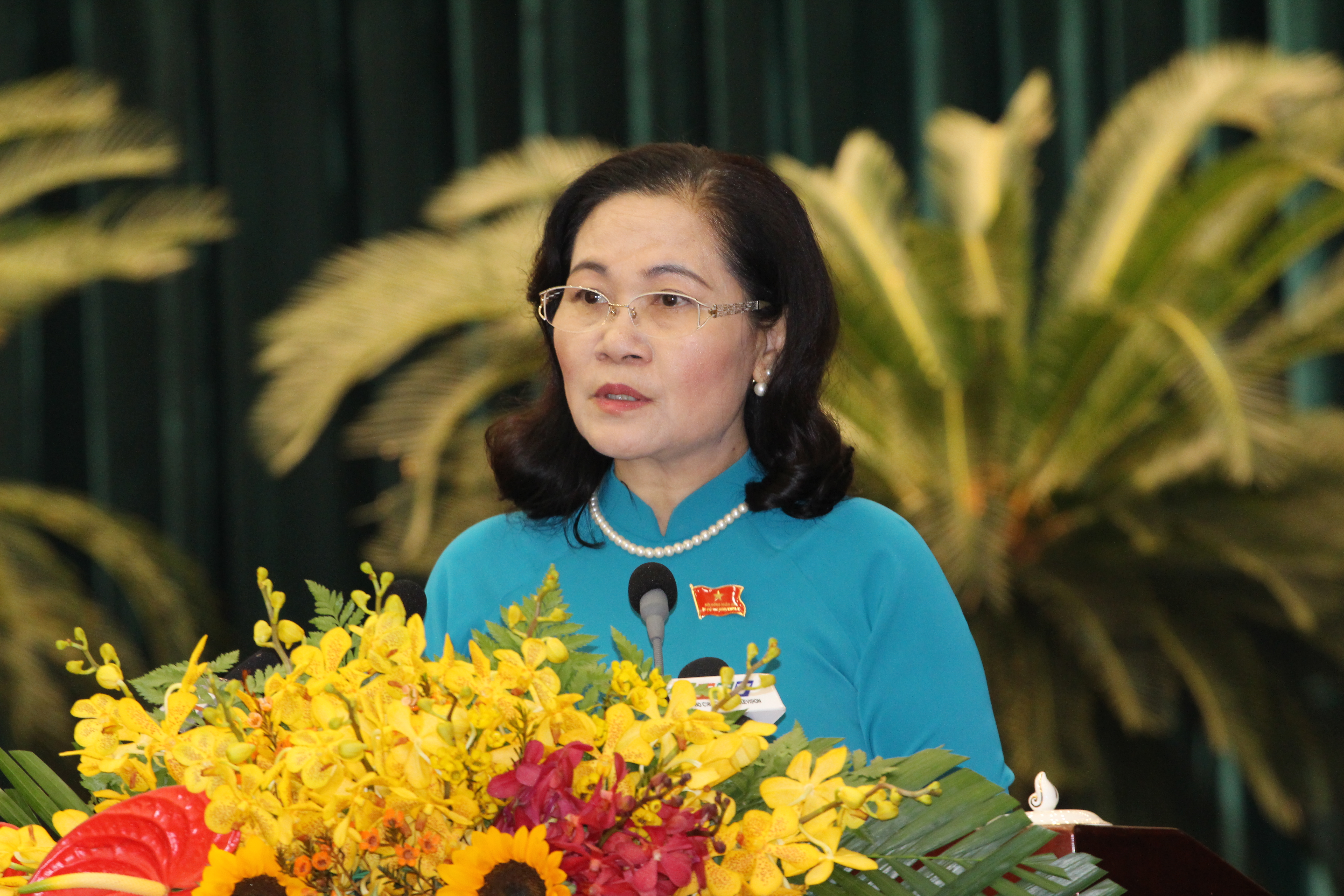 Chủ tịch HĐND TP.HCM Nguyễn Thị Lệ ph&aacute;t biểu bế mạc kỳ họp - Ảnh: TN