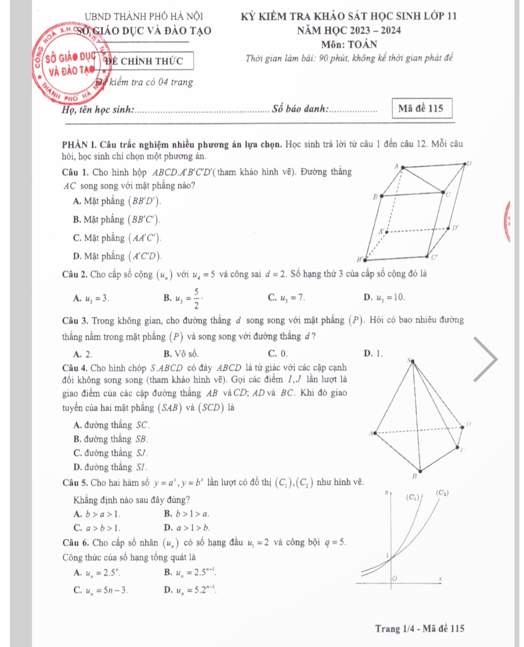 Đề thi m&ocirc;n To&aacute;n.