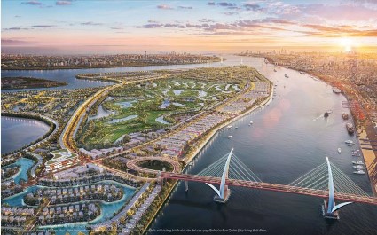 Vinhomes Royal Island có quy mô 877 ha, tọa lạc trọn vẹn trên đảo Vũ Yên, là đô thị đảo đầu tiên giữa trung tâm thành phố.