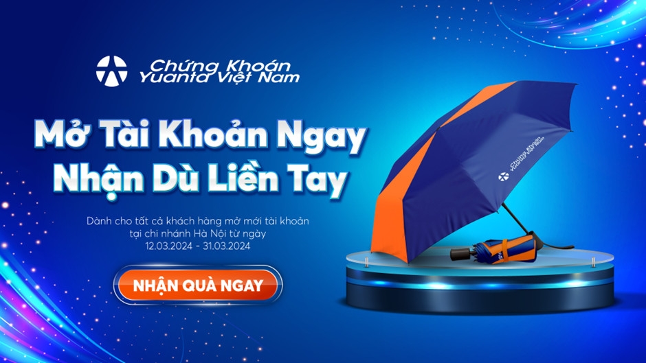 “Mở tài khoản ngay, nhận dù liền tay” dành cho tất cả khách hàng mở mới tài khoản tại Chứng khoán Yuanta Việt Nam, chi nhánh Hà Nội. 