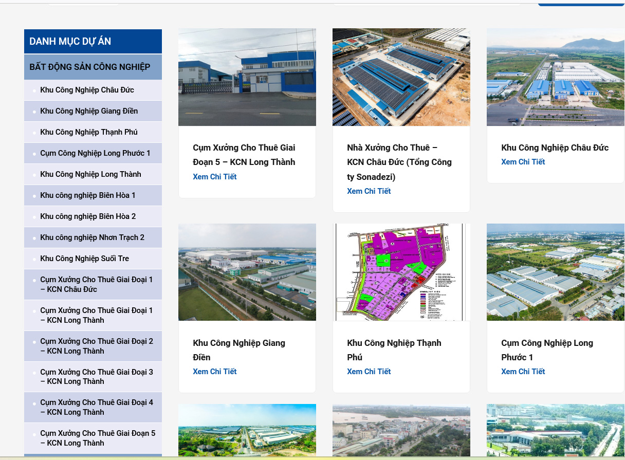 Danh mục Bất động sản Khu công nghiệp của SZN.
