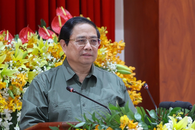 Thủ tướng phát biểu tại cuộc làm việc - Ảnh: VGP
