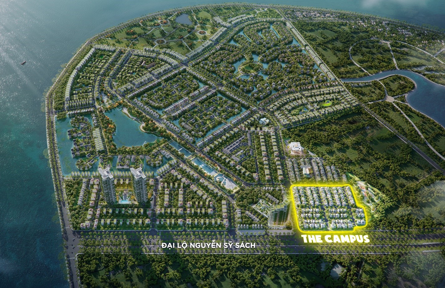 The Campus tiếp giáp đại lộ Nguyễn Sỹ Sách với chỉ giới đường đỏ rộng tới 70m.