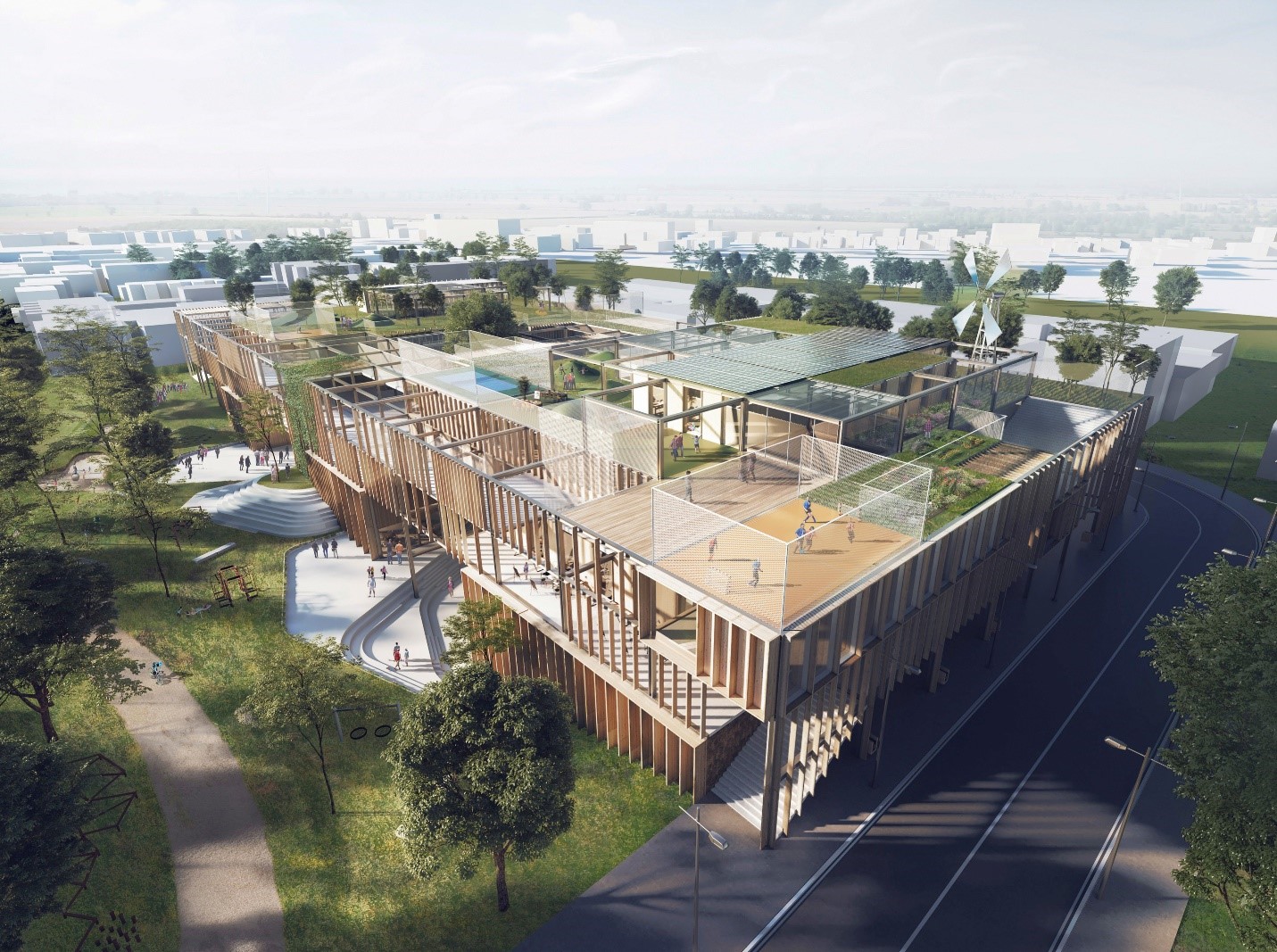 Trường Phổ th&ocirc;ng li&ecirc;n cấp quốc tế trong b&aacute;n k&iacute;nh 500-1.200m gi&uacute;p trẻ c&oacute; thể chủ động tới trường.