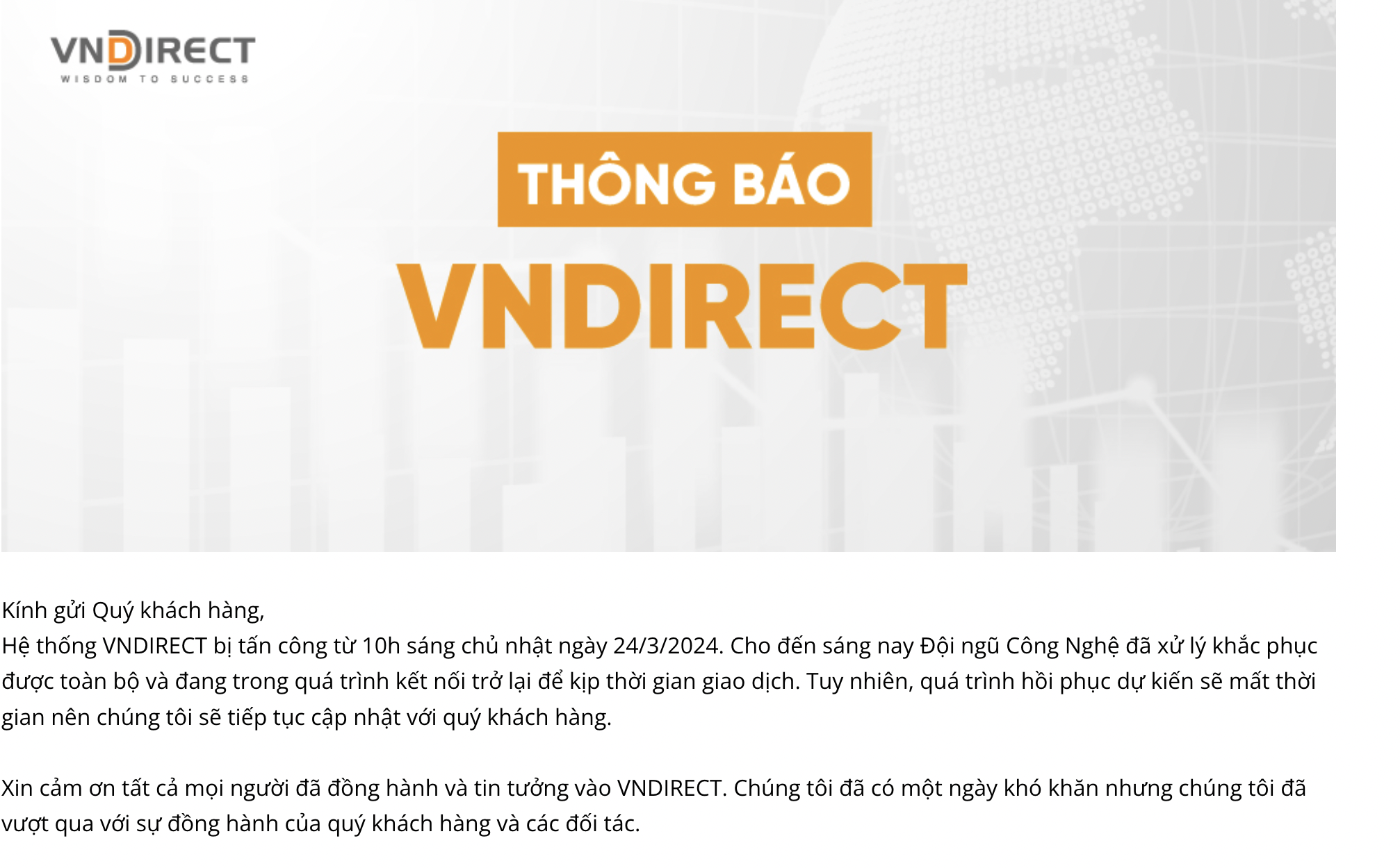 Hệ thống của VnDirect bị "đánh sập". 