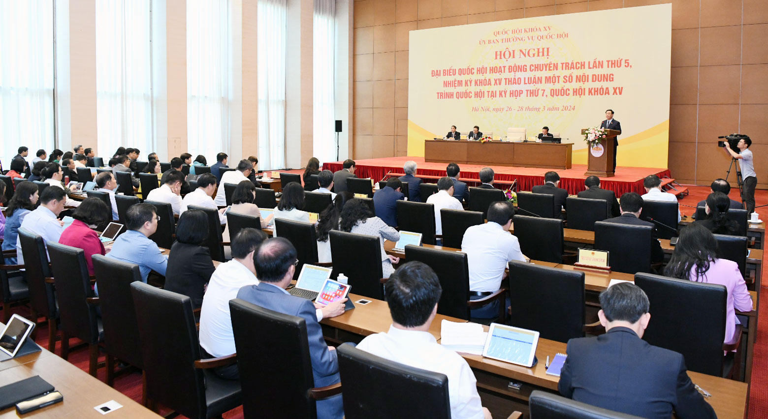 8 dự án luật được góp ý tại hội nghị đại biểu Quốc hội hoạt động chuyên trách.Ảnh: Quốc hội