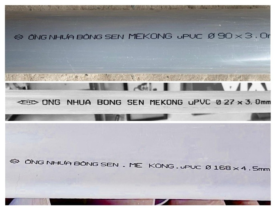 Mẫu ống nhựa xâm phạm quyền nhãn hiệu Ống nhựa Hoa Sen thu được tại cơ sở H.A.