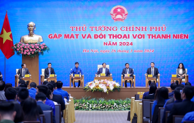 Thủ tướng Phạm Minh Chính chủ trì Hội nghị gặp mặt và đối thoại với thanh niên - Ảnh: VGP