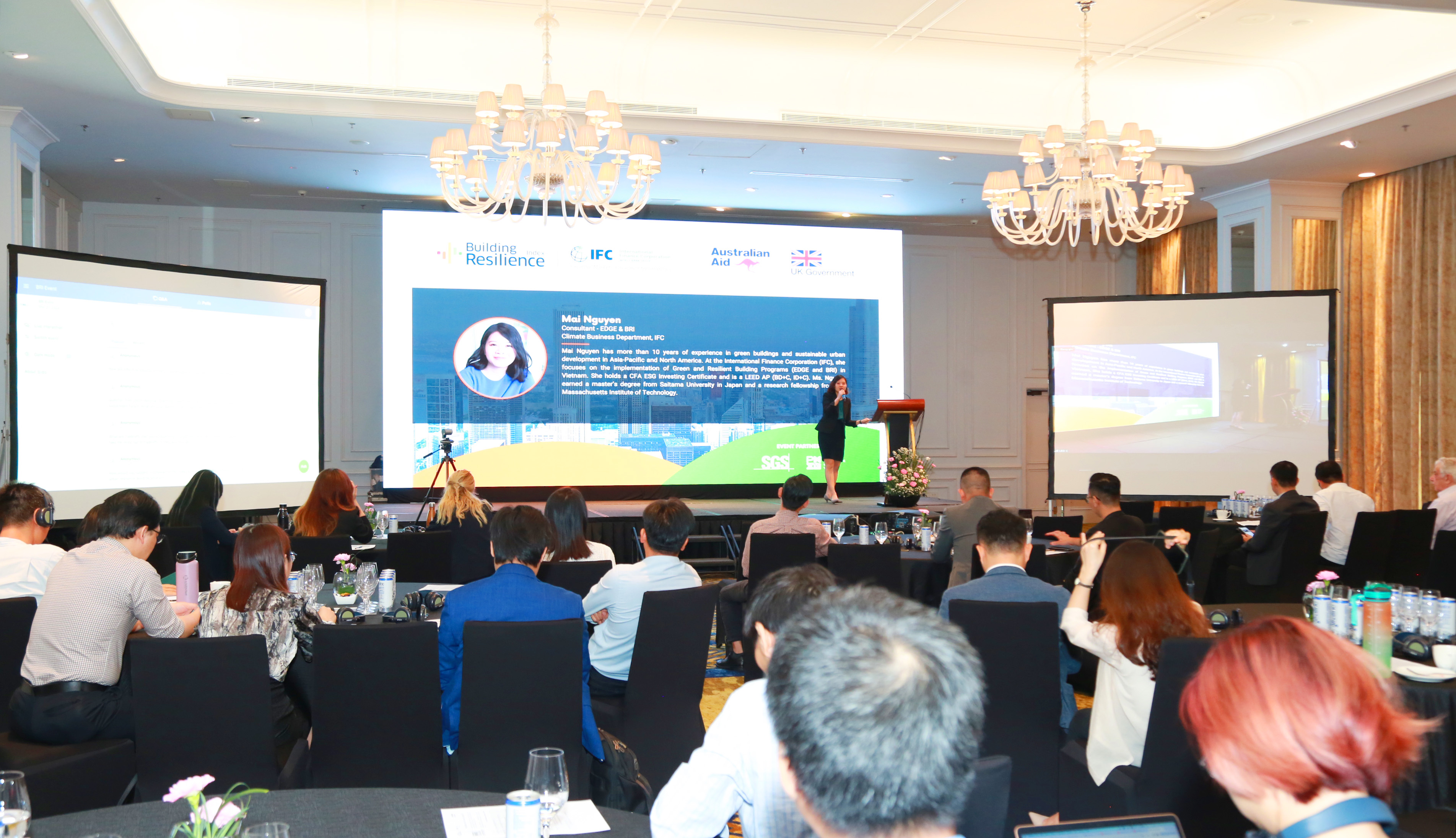 Bà Nguyễn Thị Mai - Chuyên gia tư vấn tại Tổ chức Tài chính Quốc tế (IFC) trình bày tại Hộ Thảo.