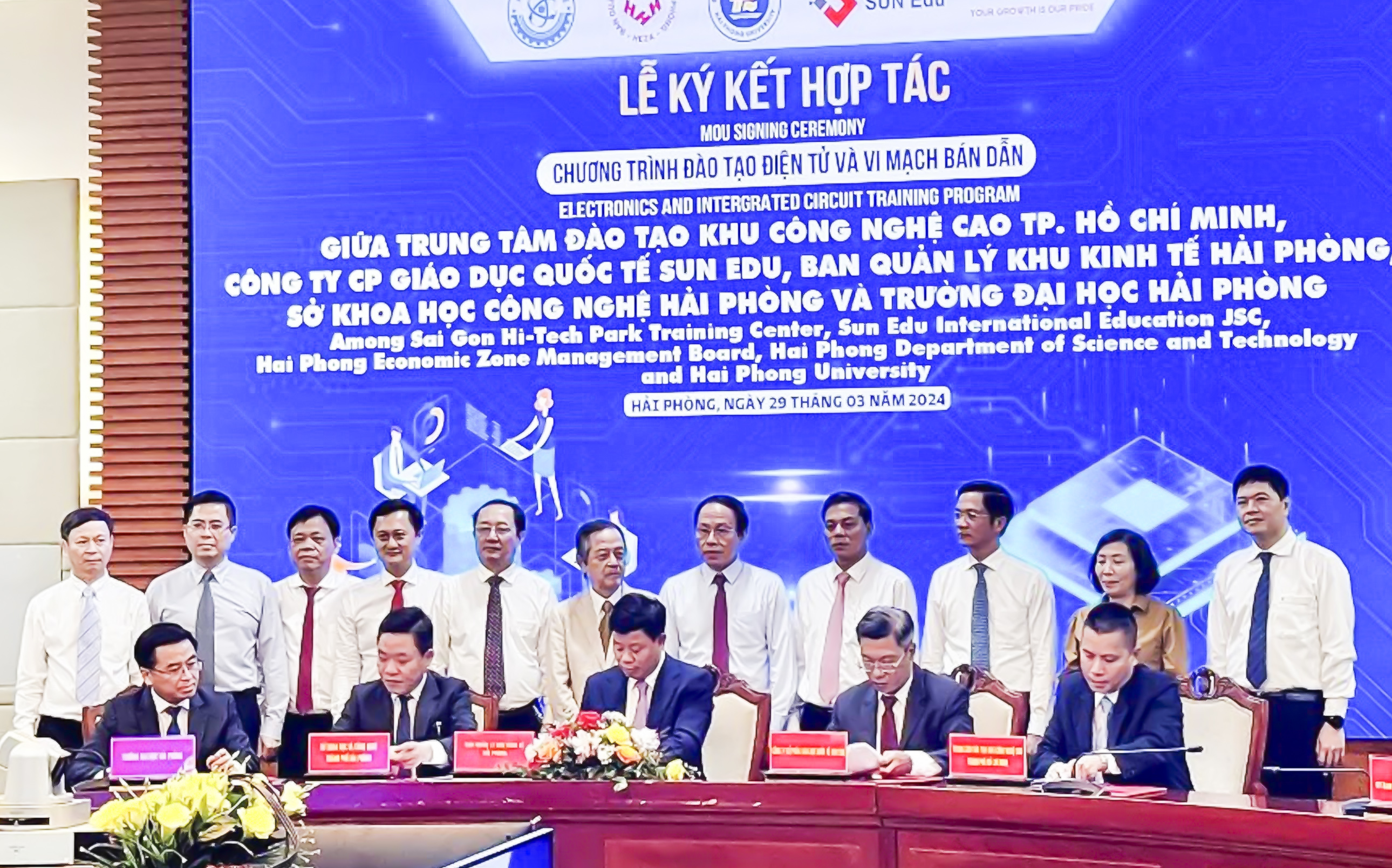 Sở Khoa học và Công nghệ Hải Phòng và Trường Đại học Hải Phòng đã ký kết hợp tác với Khu công nghệ cao TP.HCM, Công ty CP Giáo dục Quốc tế Sun Edu