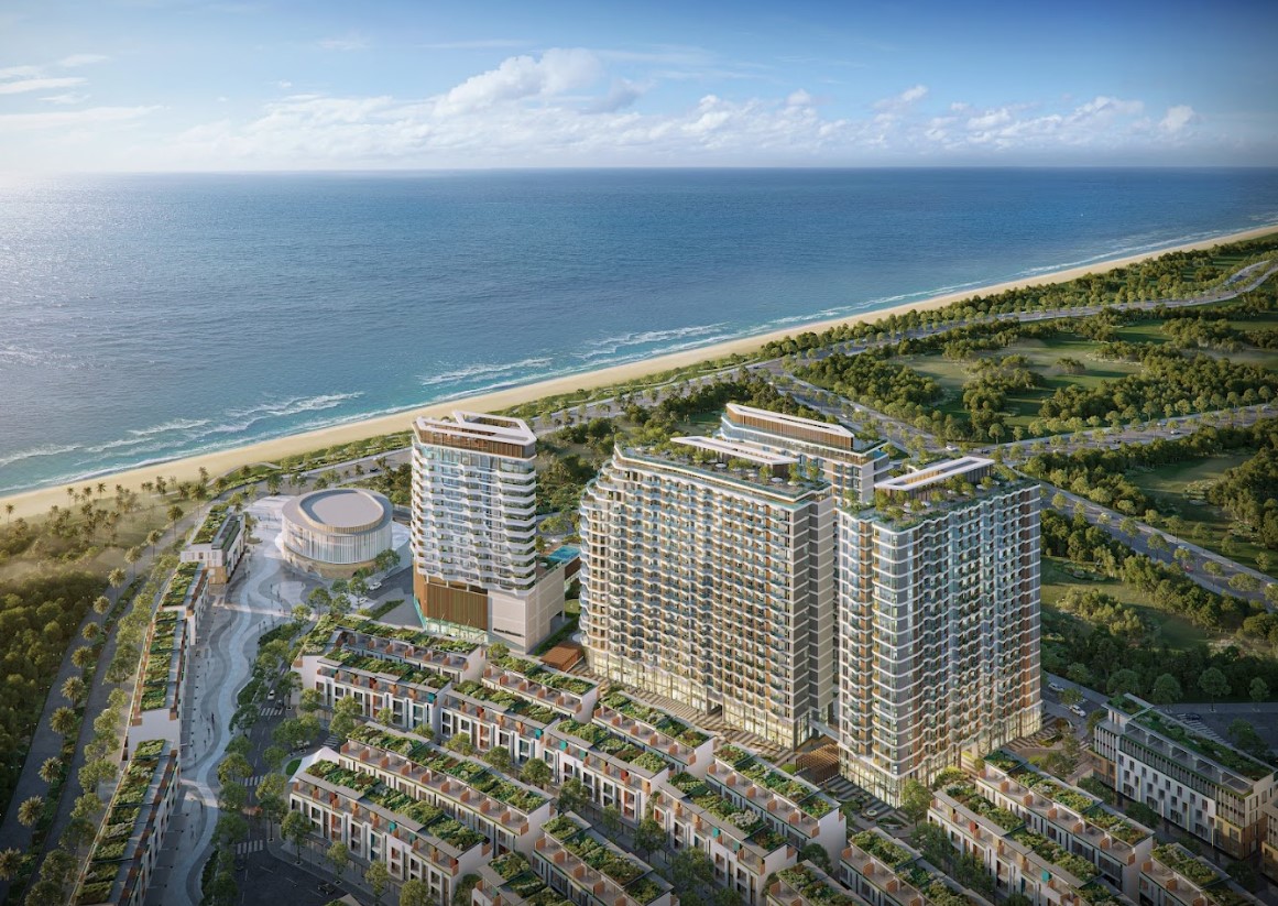 Tháp B chiếm lĩnh vị trí nổi bật giữa quần thể Meypearl Harmony Phú Quốc với tầm view khoáng đạt.