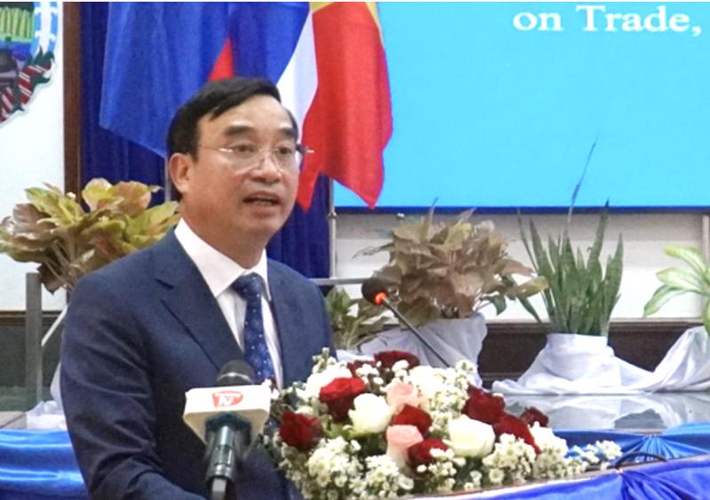 Chủ tịch UBND TP Đà Nẵng Lê Trung Chinh phát biểu tại Hội nghị liên kết Hành lang kinh tế Đông-Tây 2. Ảnh VP UBND Đà Nẵng
