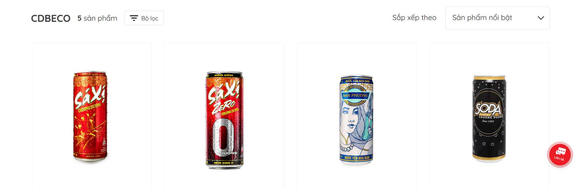 Các sản phẩm của Công ty Cổ phần Nước giải khát Chương Dương
