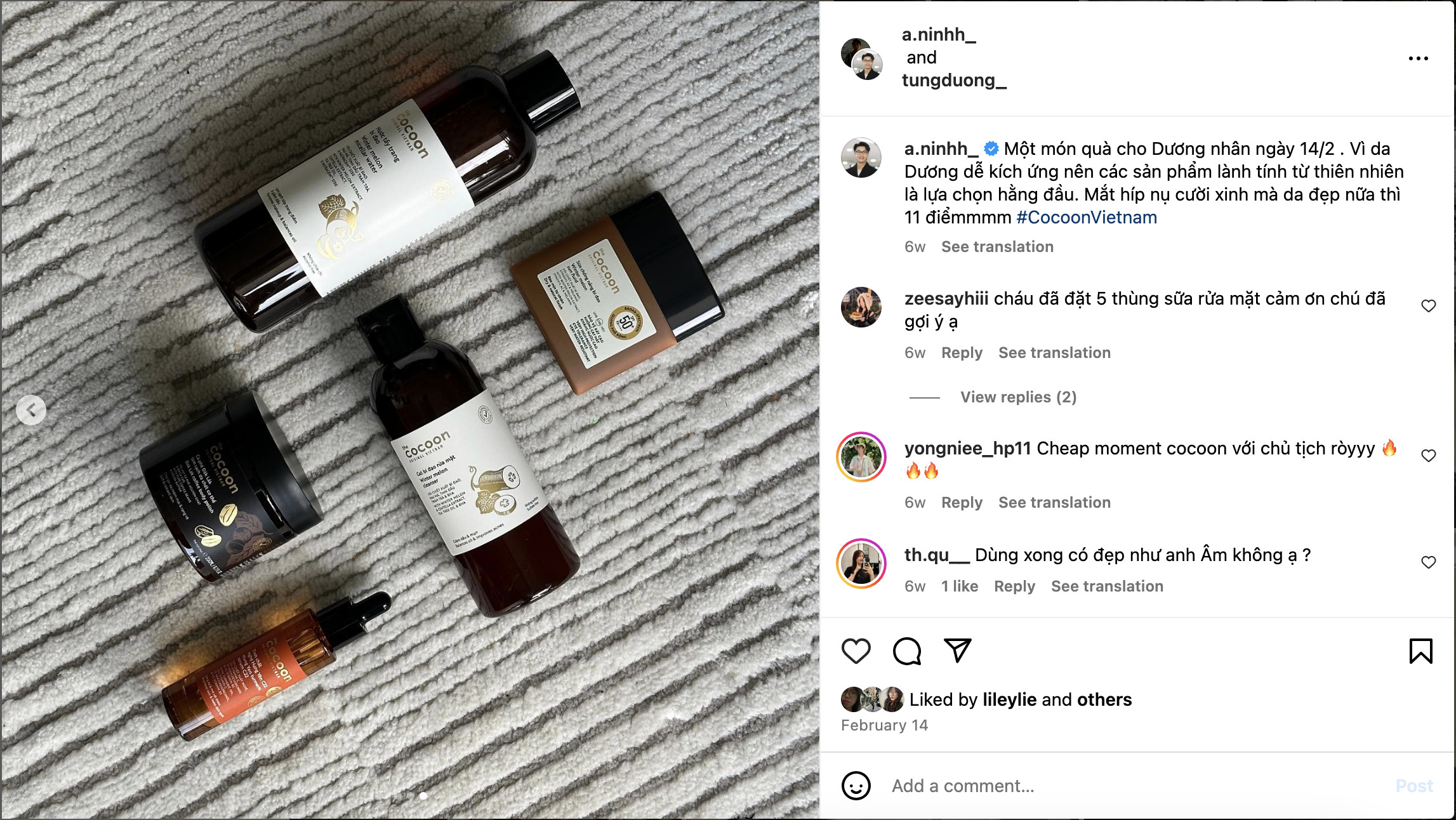 Bên dưới bài đăng của một Influencer hiện đang 